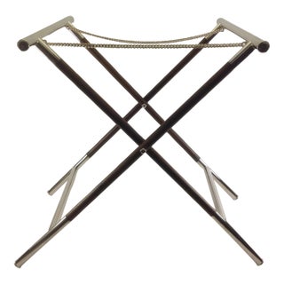 1990s New Silverplate Plain & Wood Collapsible Stand Only by Valsodo-Italy For Sale