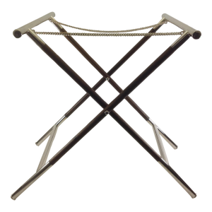 1990s New Silverplate Plain & Wood Collapsible Stand Only by Valsodo-Italy