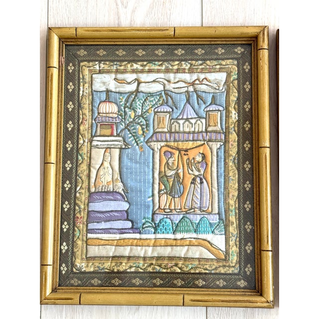 Early 20th Century Framed Pair Persian Mughal Quilted Textiles For Sale - Image 5 of 12