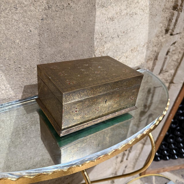 Fine Patinated Brass Etched Jewelry Box Style Tiffany For Sale - Image 14 of 18