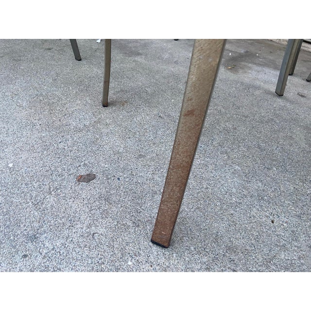 1980s Vintage Mid Century Modern Shaver Howard Slatted Steel Back Dining Chairs Set of 6 With Patina For Sale - Image 5 of 12