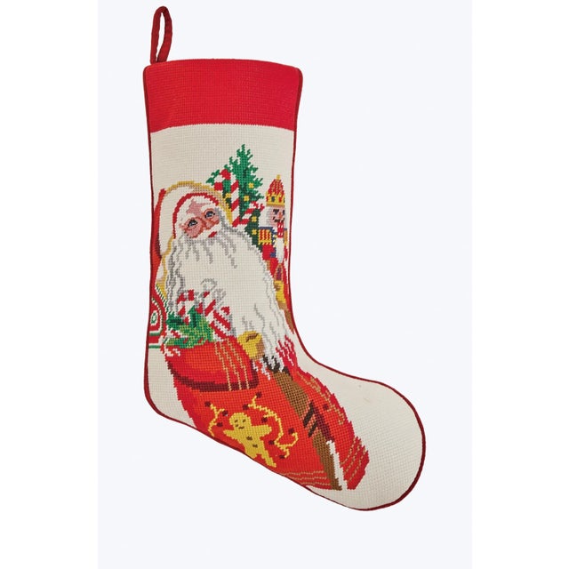 Embroidered Needlepoint Style Stocking Front: Polyester, Back: Cotton Velvet 11x18 inches Christmas Stocking hanging home...