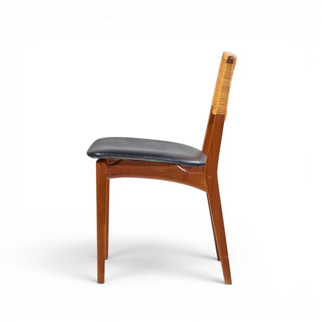 E. Knudsen for Jensen & Lykkegaard Model 47 Mid Century Danish Teak and Cane Dining Chairs - Set of 4 For Sale - Image 9 of 10