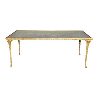 1950's Maison Bagues Bronze and Distressed Mirror Top Coffee Table For Sale