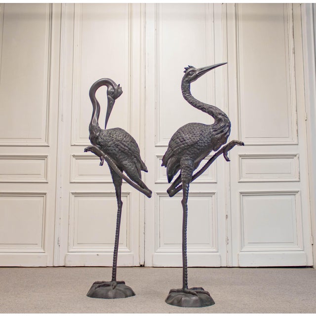 Unknown, Cranes, Sweden, 1970s, Patinated Bronze, Set of 2 For Sale - Image 15 of 15