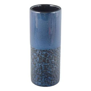 Cylindrical Dark Blue Glazed Stoneware Vase by Ingrid Atterberg for Upsala-Ekeby, 1960s For Sale