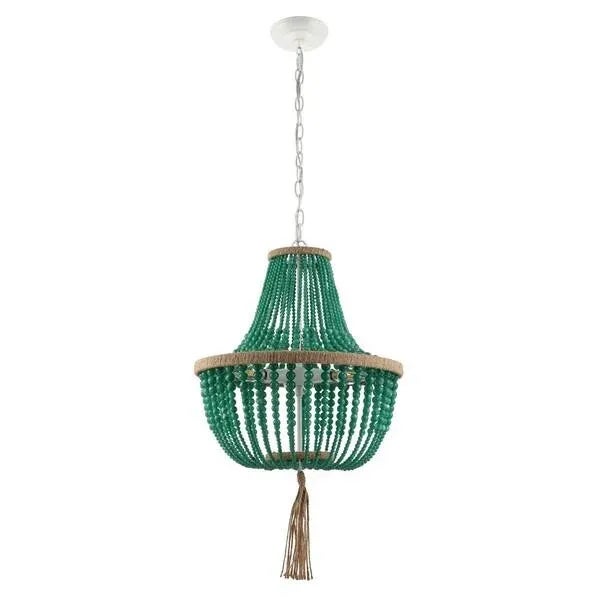 Lush Kristi Beads Pendant Lamp in Emerald Green For Sale In Philadelphia - Image 6 of 6