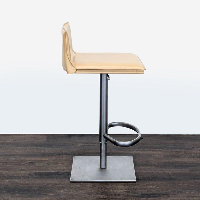 Frag Brushed Aluminum Counter Stool With Leather Seat For Sale - Image 4 of 8