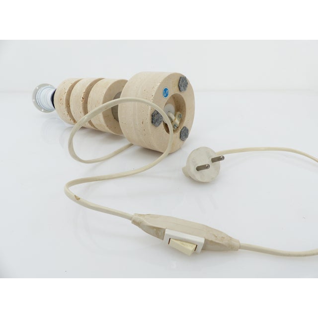 Stone Travertine and Chrome Table Lamp, Italy, 1970s For Sale - Image 7 of 8
