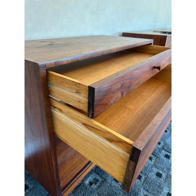 Stunning vintage mid-century modern chest of drawers crafted in rich walnut with beautiful natural grain and figuring...