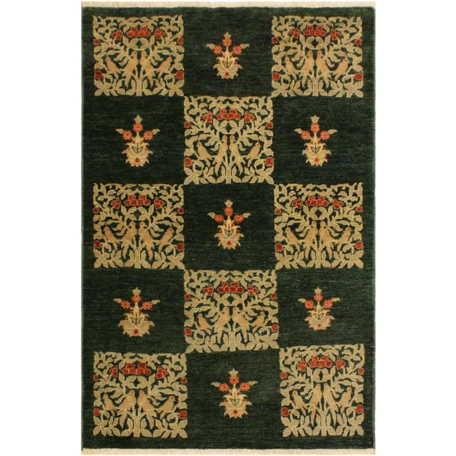 Green 1990s Shabby Chic Modern Green/Tan Wool Rug - 3'10 X 5'11 For Sale - Image 8 of 8