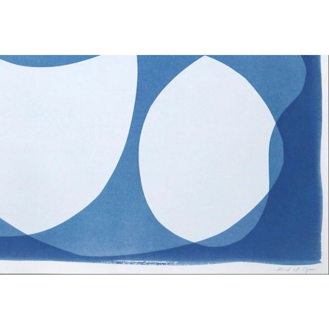 2022, Mid-Century Modern Shapes, Handmade Monotype of "Abstract Rounded Type" on Watercolor Paper by Kind of Cyan For Sale - Image 4 of 8