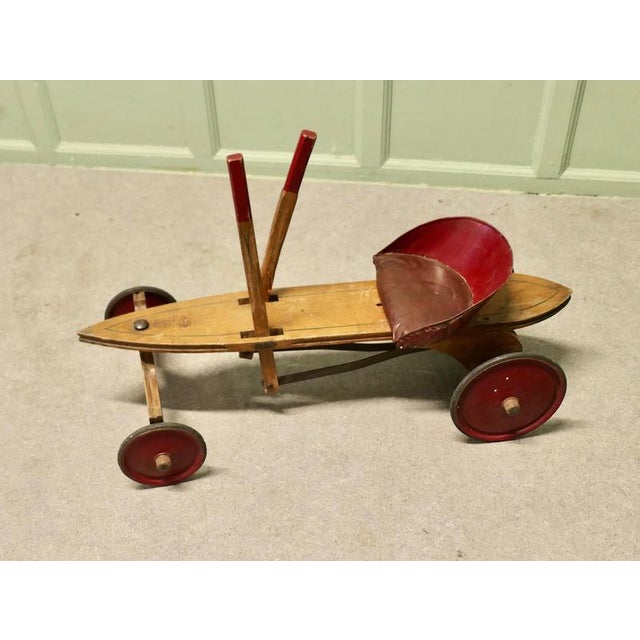 Antique Wooden Hand Operated Childrens Tricycle Car from Periclès, 1930s For Sale - Image 4 of 12