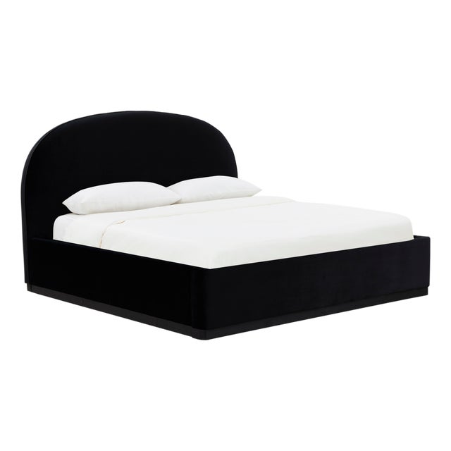 Marlow Performance Velvet King Bed, Black For Sale