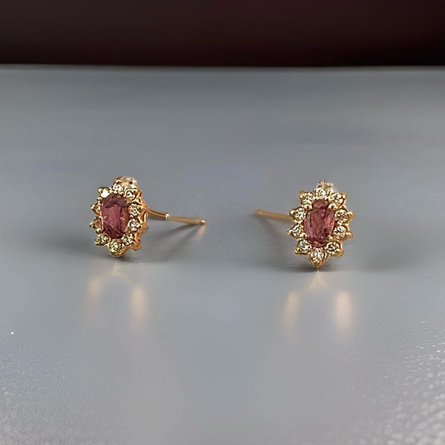 Purple Natural Sapphire Diamond Stud Earrings 14k W Gold 0.90 TCW Certified For Sale - Image 8 of 10
