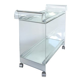 1970s Lucite Tea/Bar Cart on Casters For Sale