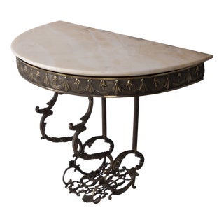 Vintage Console Table in Brass and Marble, Italy, 1950s For Sale