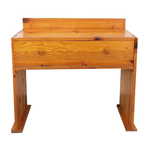 Vintage Pine Desk with Toboggan Feet, 1970s For Sale