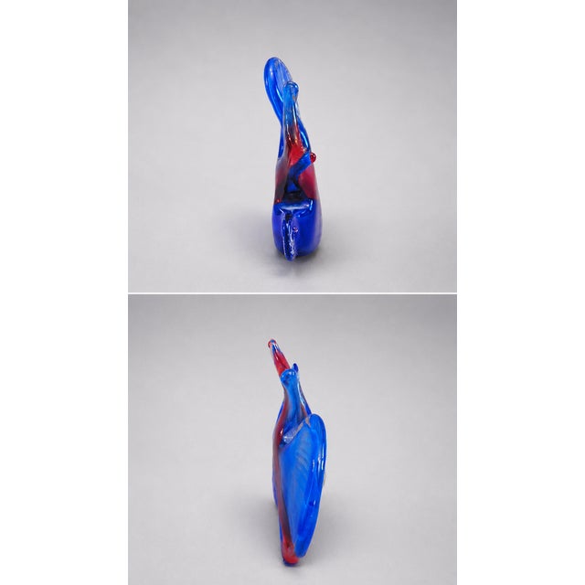 Vintage Murano Style Hand Blown Glass Coastal Angelfish Sculpture / Paper Weight – Blue Red Tropical Fish 6" For Sale In Sacramento - Image 6 of 12