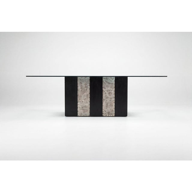 Mid-Century Modern Paul Evans Style Dining Table With Glass Top, 1975 C. For Sale - Image 3 of 9