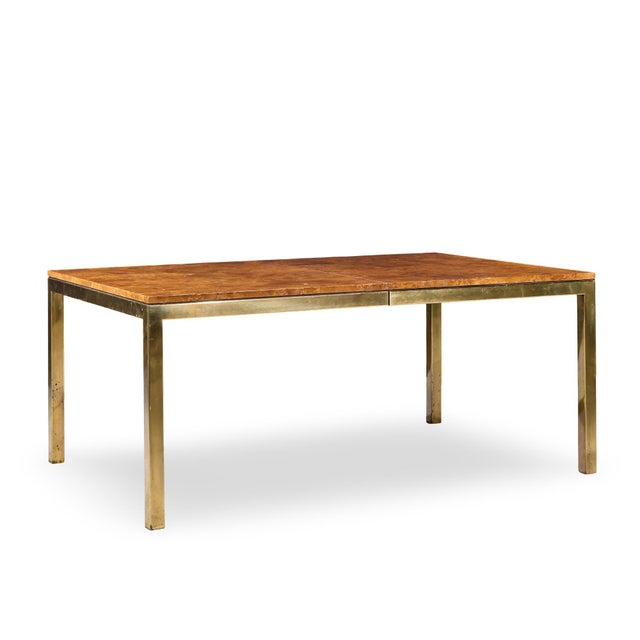 Tomlinson Mid Century Burlwood and Brass Expanding Dining Table With 2 Leaves For Sale In Chicago - Image 6 of 13