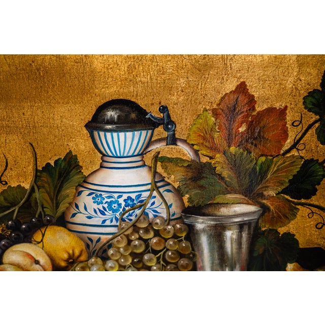1980s Gilded Still Life Oil Painting by Norika For Sale - Image 4 of 6