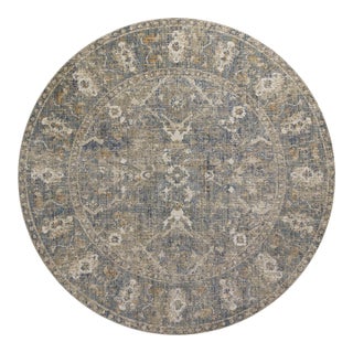 Chris Loves Julia x Loloi Rosemarie Sand / Lagoon 7'-9" x 7'-9" Round Area Rug For Sale