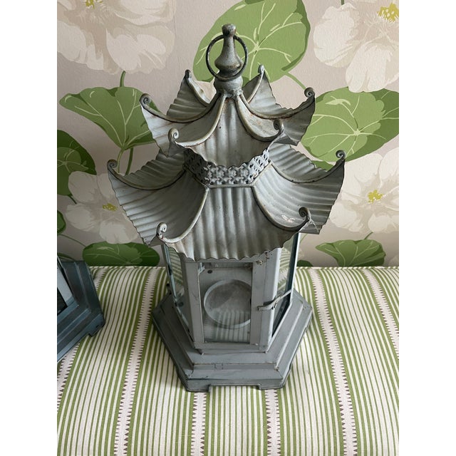 Pair Vintage Pagoda Candle Lanterns For Sale - Image 4 of 12