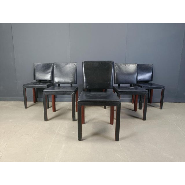 Vintage Leather Dining Chairs from Durlet, 1980s, Set of 6 For Sale - Image 10 of 12