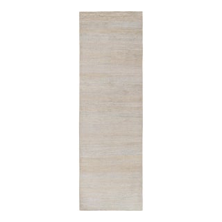 Rug & Kilim’s Contemporary Textural Runner Rug in Beige-Brown Striae For Sale