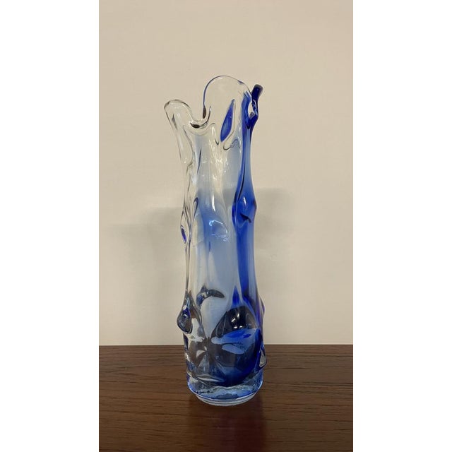 Blue and Clear Art Glass Vase by Josef Hospodka for Chribská, Former Czechoslovakia, 1960s For Sale - Image 9 of 16