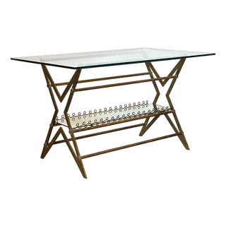Brass and Glass Coffee Table, 1950s For Sale