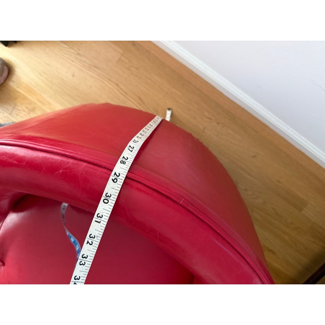 1960s 1960s Red MCM Round Lounge Chair Faux Leather For Sale - Image 5 of 7