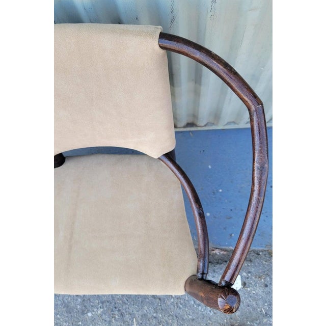 1940s Old Hickory Child's Settee in Suede Leather Seat For Sale In Los Angeles - Image 6 of 7