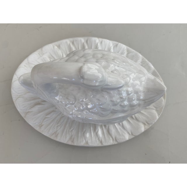 White Vintage Blanc De Chine Ceramic Swan Covered Dish For Sale - Image 8 of 9