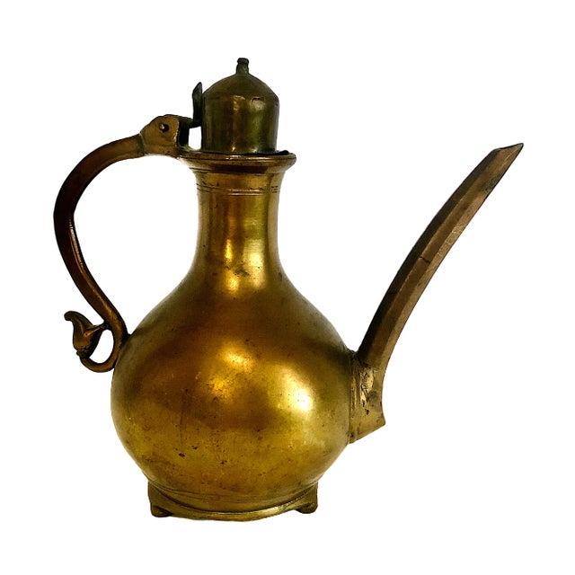 Mid 20th Century Vintage Indian Mughal-Style Brass Water Ewer For Sale - Image 5 of 11