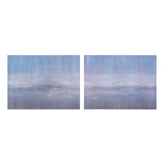 Maui 07-08 (9*12) Painting Set (2) - Original Abstract Landscape Modern Art by Carrie Bergey, Purple Pink Blue White For Sale