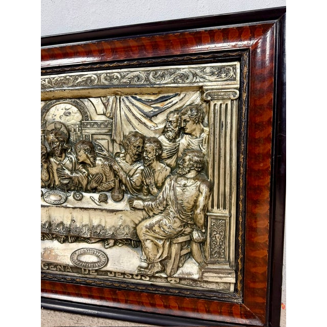 Paint Relief of the Last Supper, Mid-20th Century, Framed For Sale - Image 7 of 10