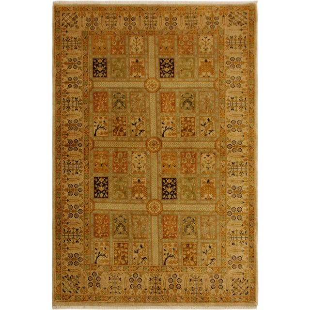 Gold 1980s Semi Vintage Istanbul Tan/Gold Turkish Hand-Knotted Rug -4'2 X 6'0 For Sale - Image 8 of 8