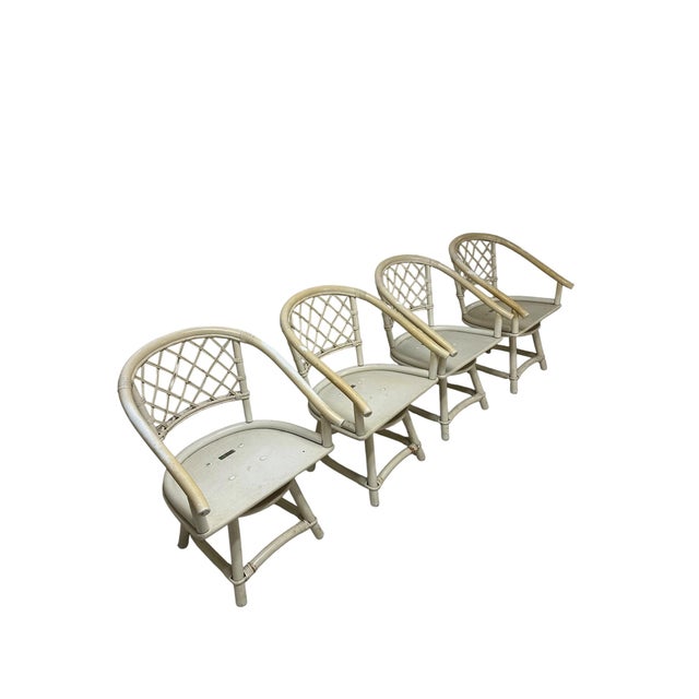 Wood Mid 20th Century Ficks Reed Cream Rattan and Faux Bamboo Dining Set For Sale - Image 7 of 15