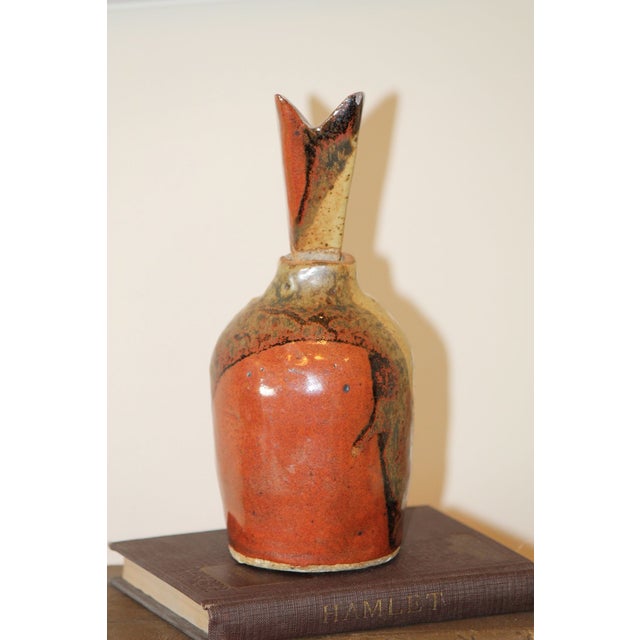 Abstract One-of-a-Kind, Artist-Signed Studio Pottery Brutalist Bottle and Stopper For Sale - Image 3 of 11