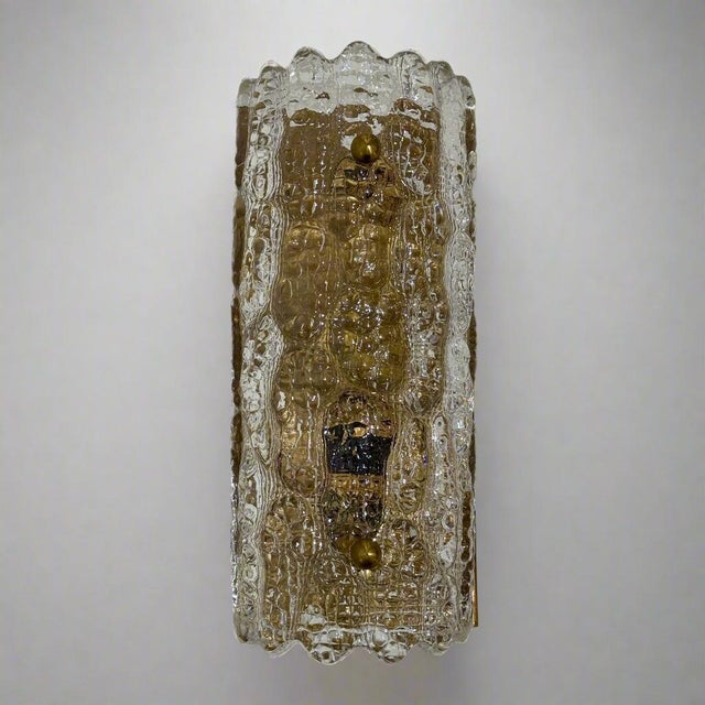 Mid-Century Modern Mid-20 Century Pair of Carl Fagerlund art glass sconces for Orrefors. Sweden For Sale - Image 3 of 7