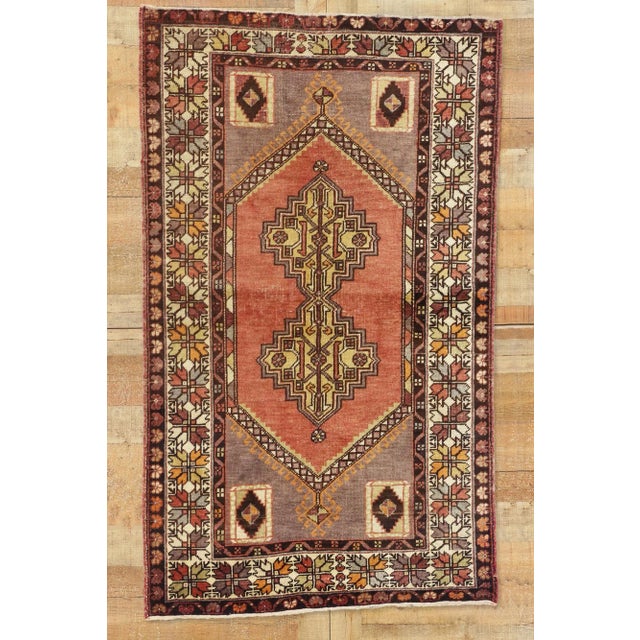 Mid 20th Century Vintage Turkish Oushak Rug, 03'07 X 05'11 For Sale - Image 10 of 11