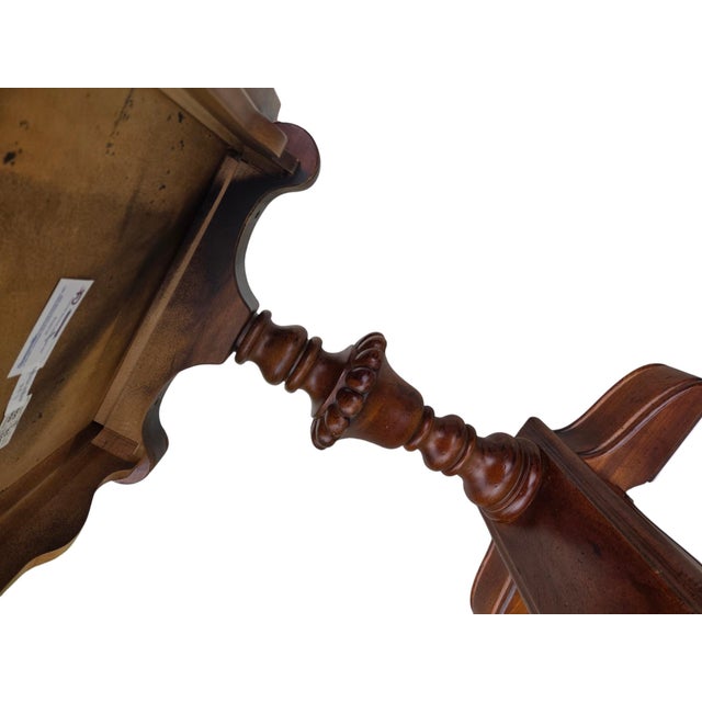 1990s Thomasville Fine Burl Trestle Table Parque Top Console Hall Table Jacobean Style For Sale - Image 14 of 15