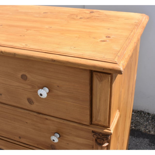 Brown Pine Chest of Four Drawers, Hungary For Sale - Image 8 of 14