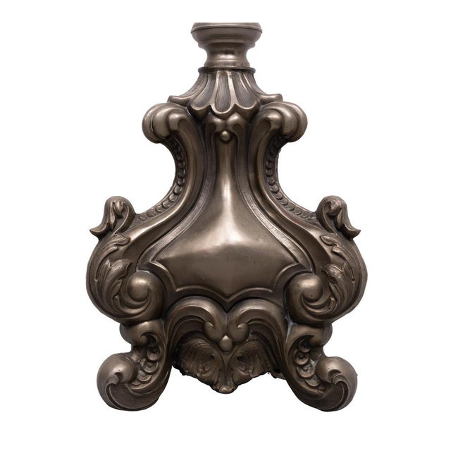 Antique Rococo Pewter Floor Lamp, Italy, 1900s For Sale - Image 3 of 10