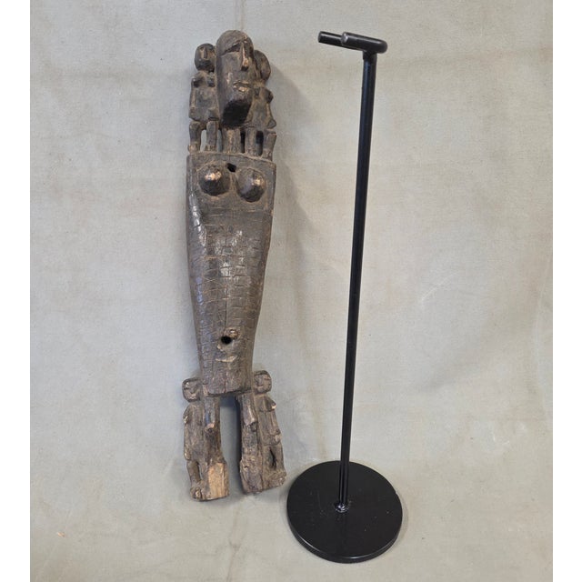 Vintage African Dogon Carved Figural Doorway Latch on a Custom Metal Stand For Sale - Image 11 of 12