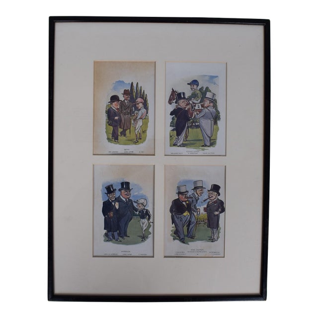 Set X 4 1934 Horseracing & Turf Personalities Caricature Prints For Sale