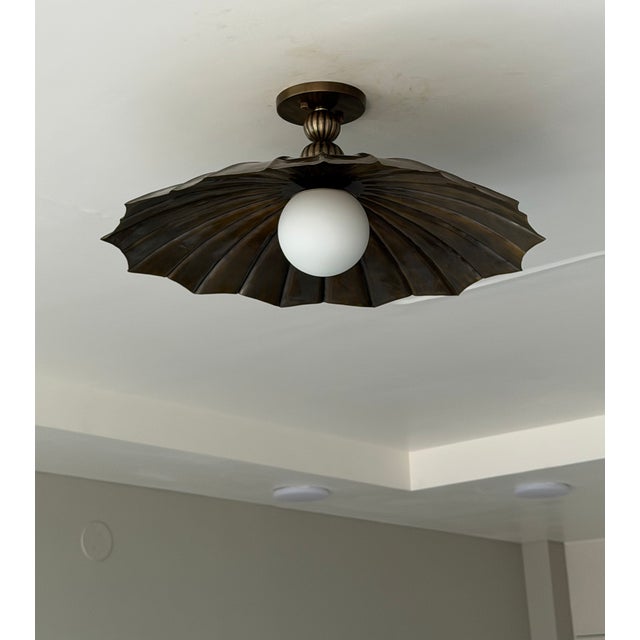 Not Yet Made - Made To Order Black Antique Brass Semi Flush Mount Light Fixture, Handmade Unique Design Ceiling Light For Sale - Image 5 of 13