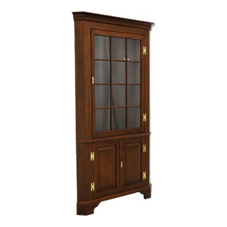 Henkel Harris 1114hl 29 Solid Mahogany Twelve-Pane Lighted Fairfax Corner Cabinet For Sale